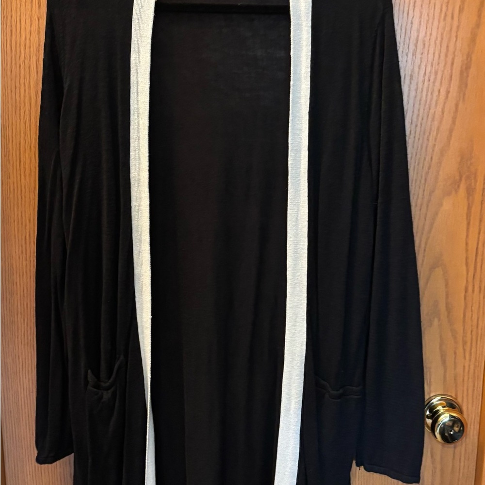 Talbots Black Sweater with Cream Accents